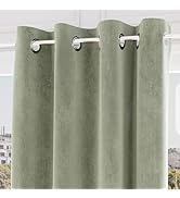 Soleil d'ocre, Velvet Rideau à Oeillets Velours, Vert, 140x250 cm