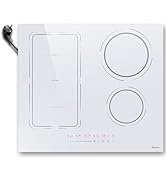 Disaenvir Plaque de cuisson à induction blanche, plaque de cuisson à induction 4 feux avec fiche, zone flex...