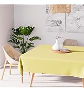 Soleil d'ocre, Alix Nappe carrée Anti-tâches, Polyester, Vert Citron, 140x140 cm