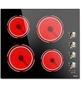 Plaque de cuisson électrique 4 plaques 6000 W, plaque de cuisson vitrocéramique encastrable 220 V Disaenvir, plan...