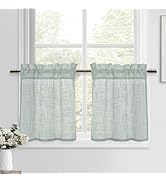 DWCN Lot de 2 rideaux brise-bise modernes - Aspect lin - Courts - 45 x 60 cm (H x l) - Semi-trans...