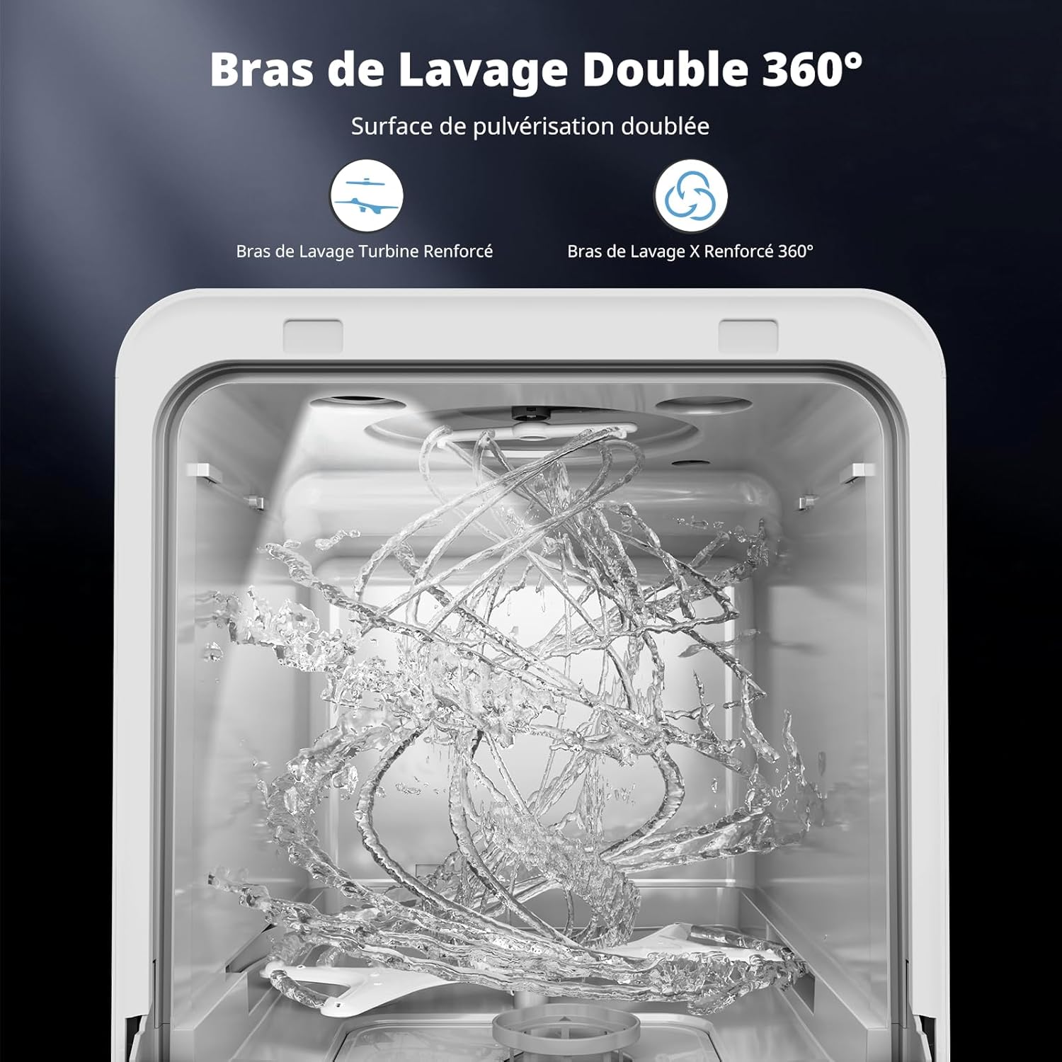 AIRMSEN - Mini lave-vaisselle série Ultra-Étroit - 37x50cm - 4 couverts, 7+2 programmes, départ différé, réservoir 5L