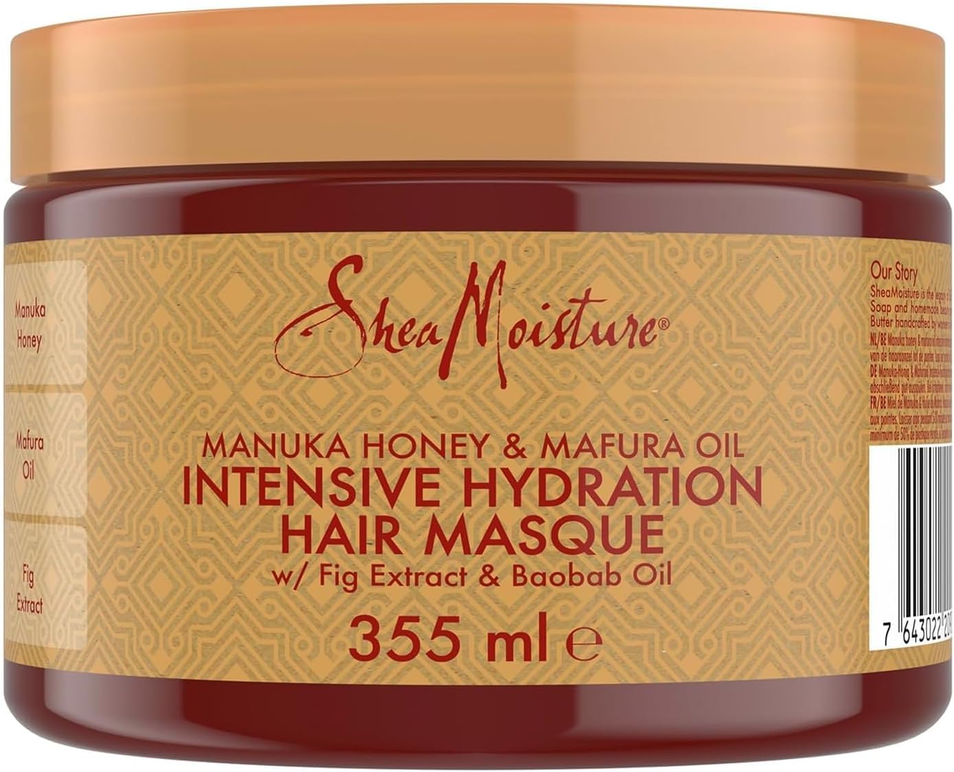 Shea Moisture - Masque Hydratation Intense - 355ml - Miel de Manuka, Huile de Mafura, cheveux secs
