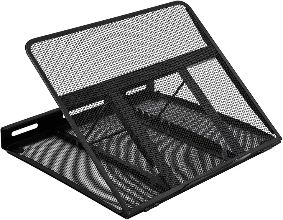 Amazon Basics - support ordinateur portable ergonomique 33x28.7x18.5cm, ventilé, jusqu'à 17.3 pouces, noir