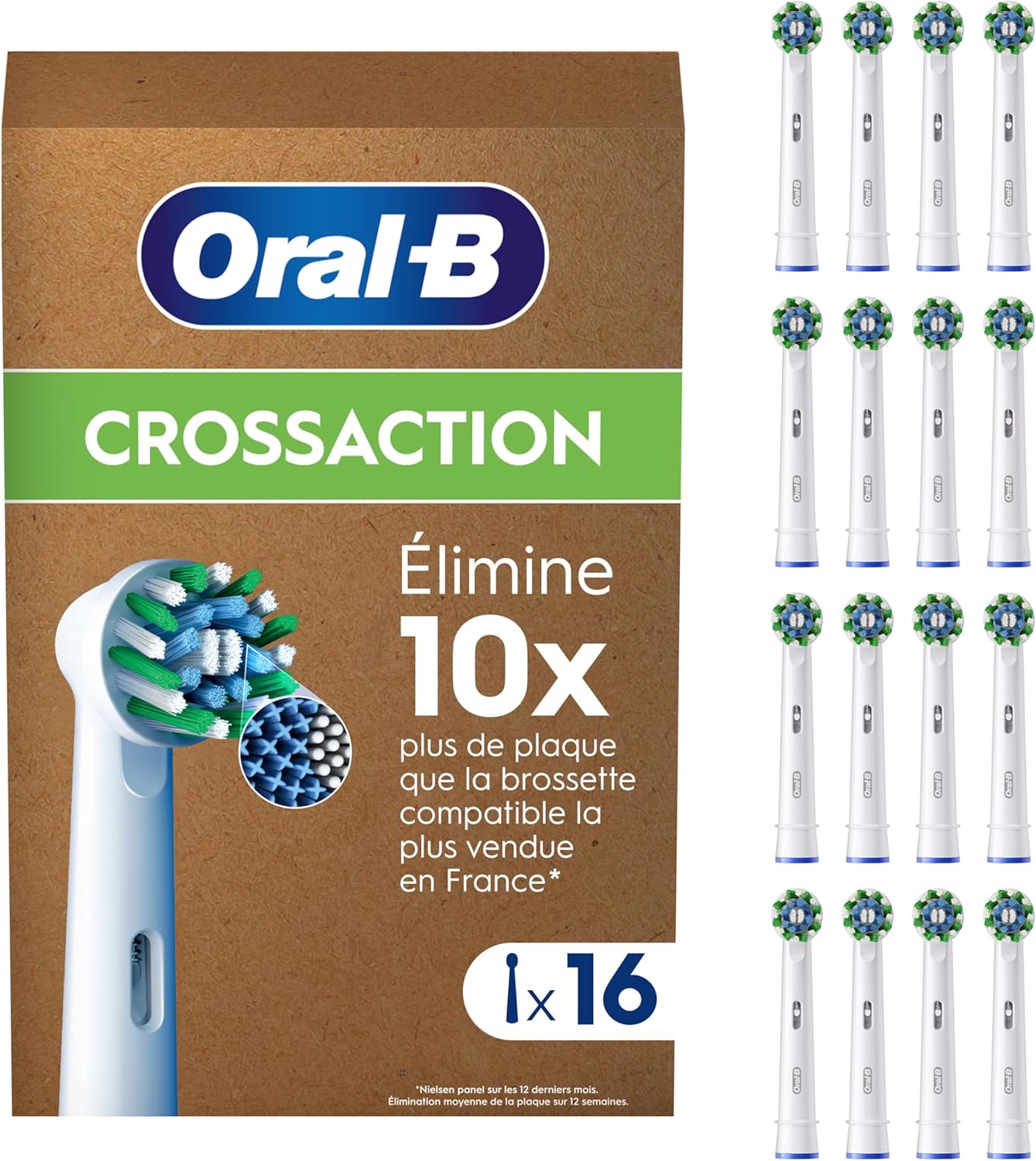 Oral-B - Pro Cross Action - pack 16 brossettes - compatible boîte aux lettres