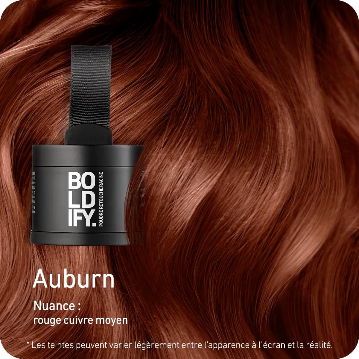BOLDIFY - poudre racine cheveux Auburn - 4g - couvre gris instantané