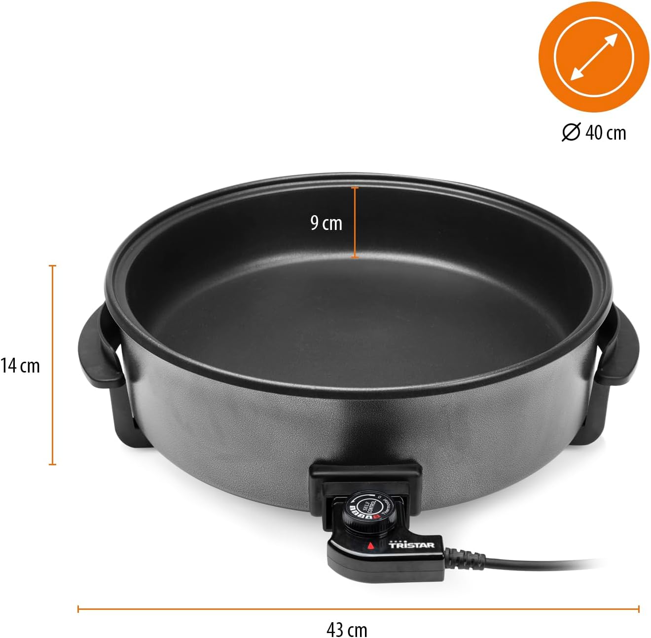 Tristar - poêle multifonction 40 cm 7,5L, thermostat, 1500W - PZ-9145