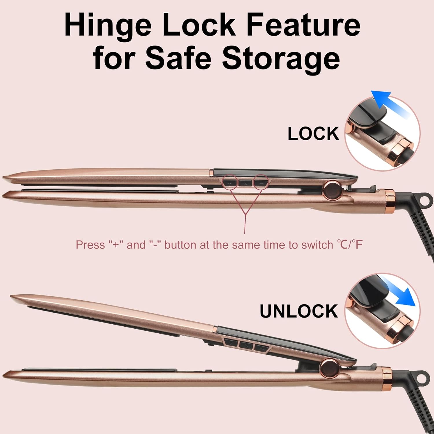 Lisseur cheveux 2 en 1 - céramique LCD 120-230°C - voltage universel