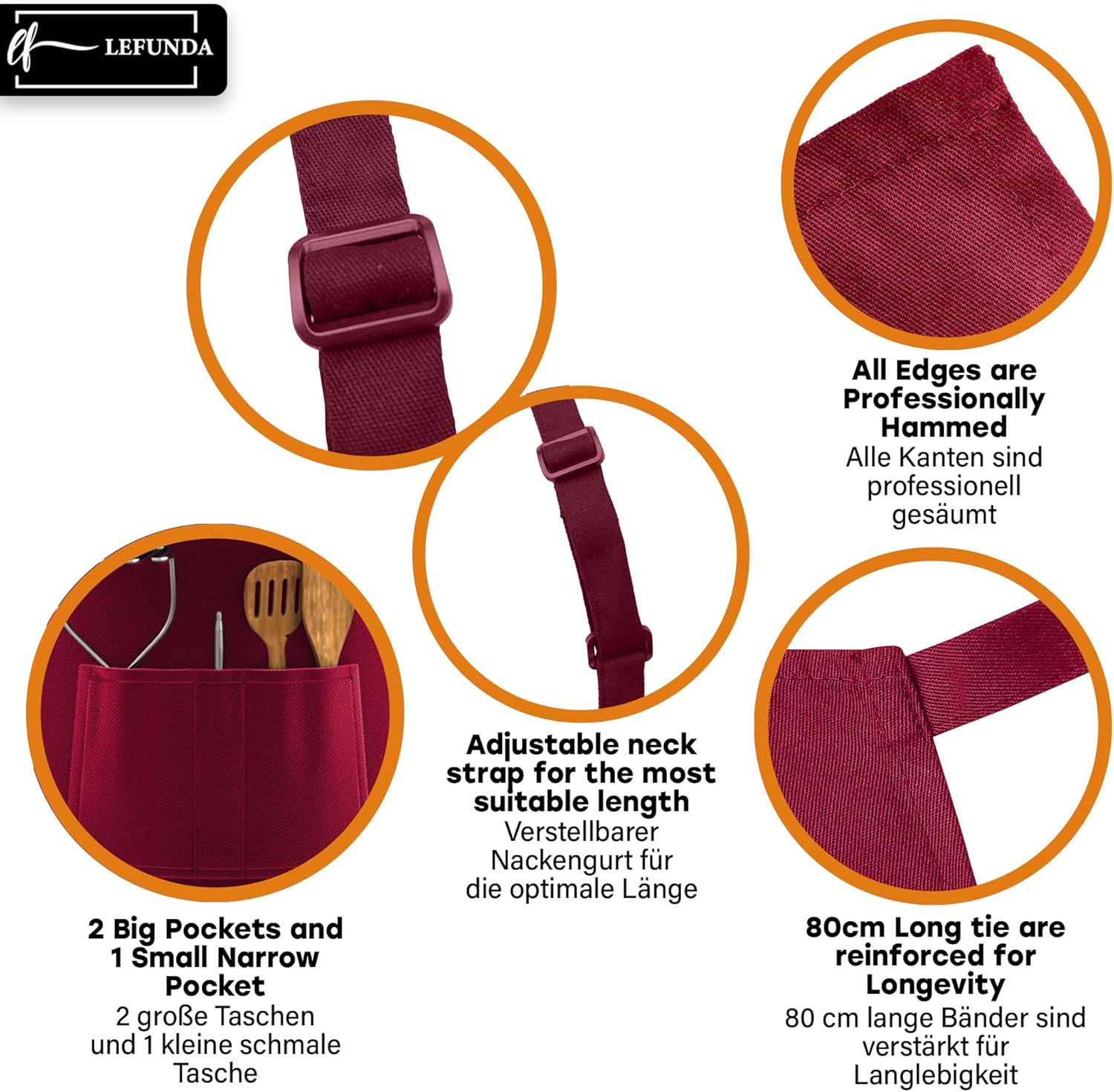 LEFUNDA - Tablier étanche réglable 3 poches longues lanières