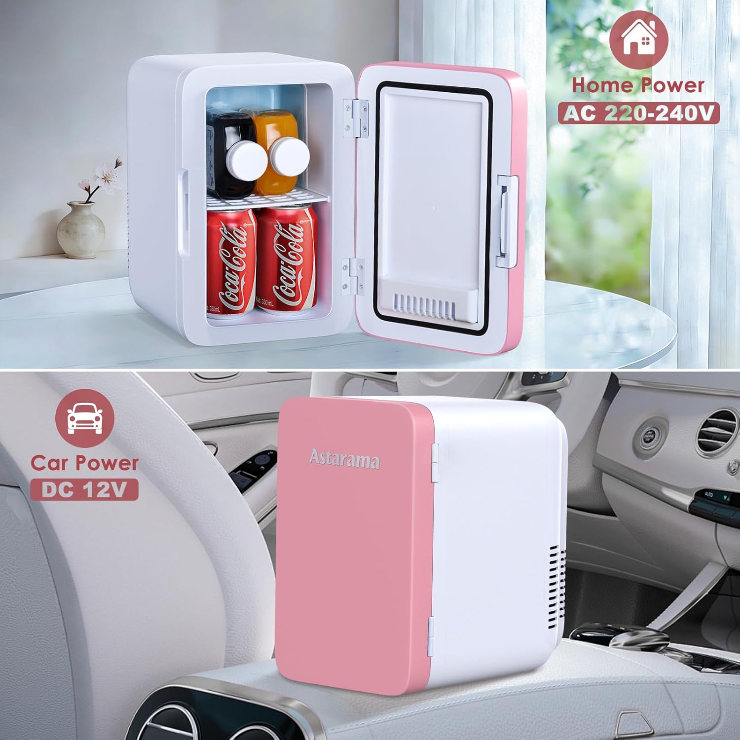 Astarama - Mini frigo 6L/8 canettes - chaud/froid, silencieux, portable