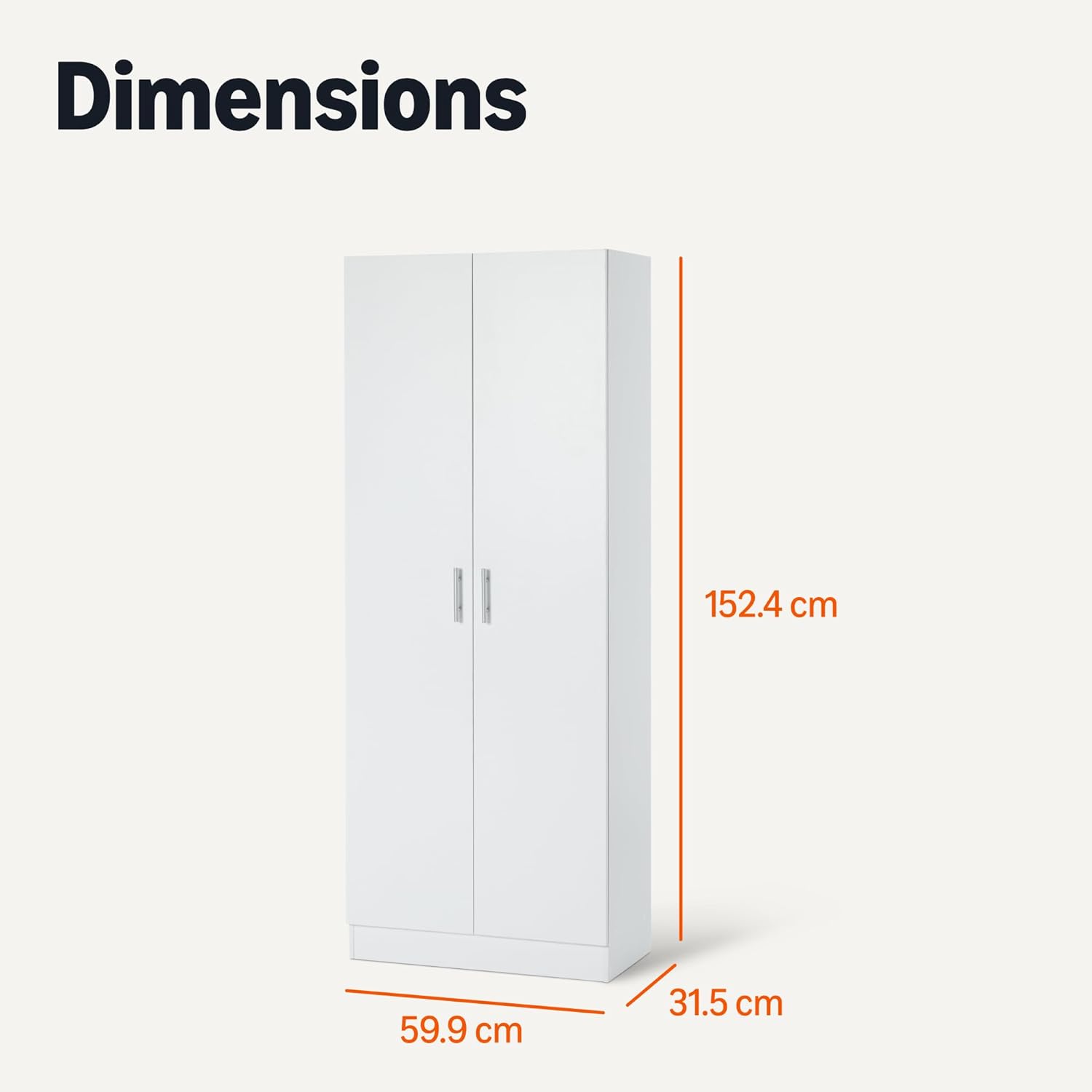 Amazon Basics - armoire de rangement cuisine, blanc, 60x31,5x152,5cm, étagères ajustables