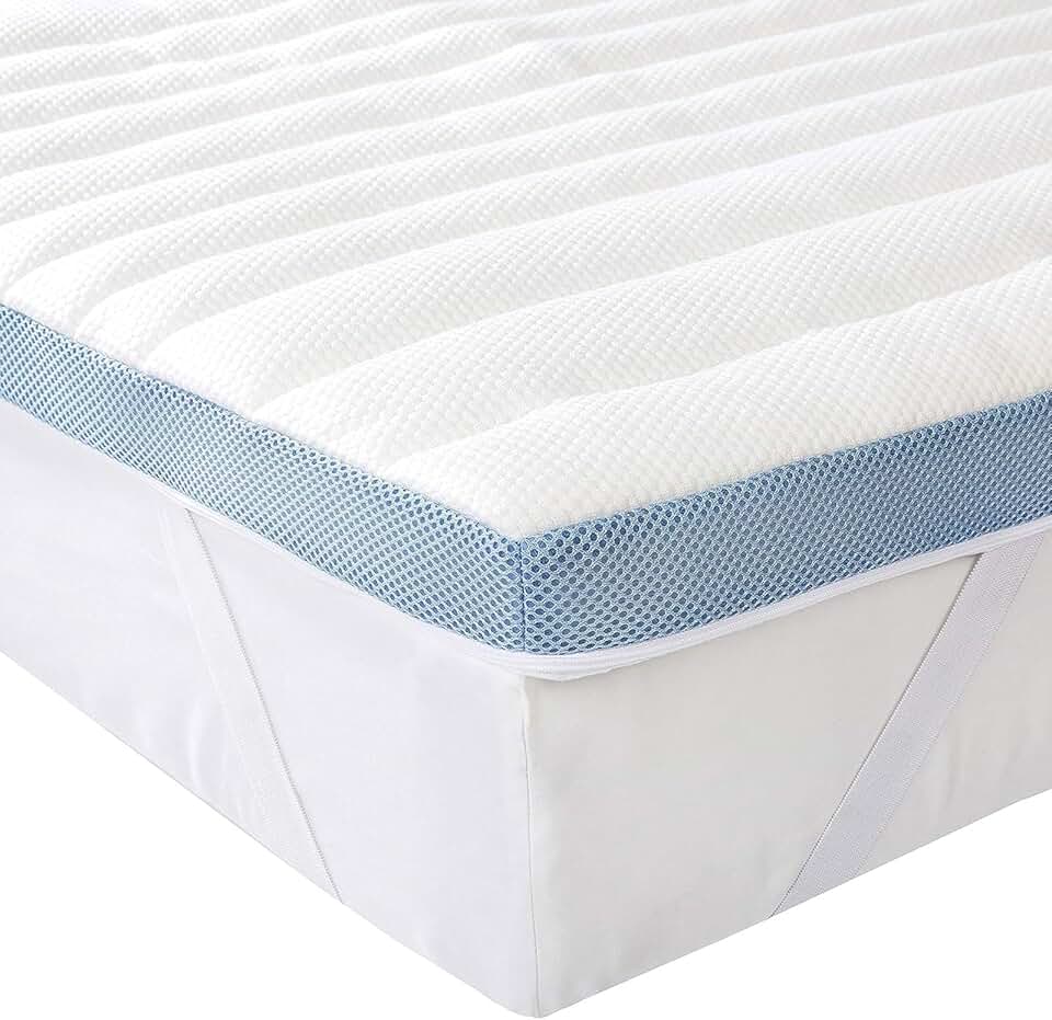 maxy-dealz Basics - Surmatelas mousse mémoire - 140x190x5 cm - sangles robustes