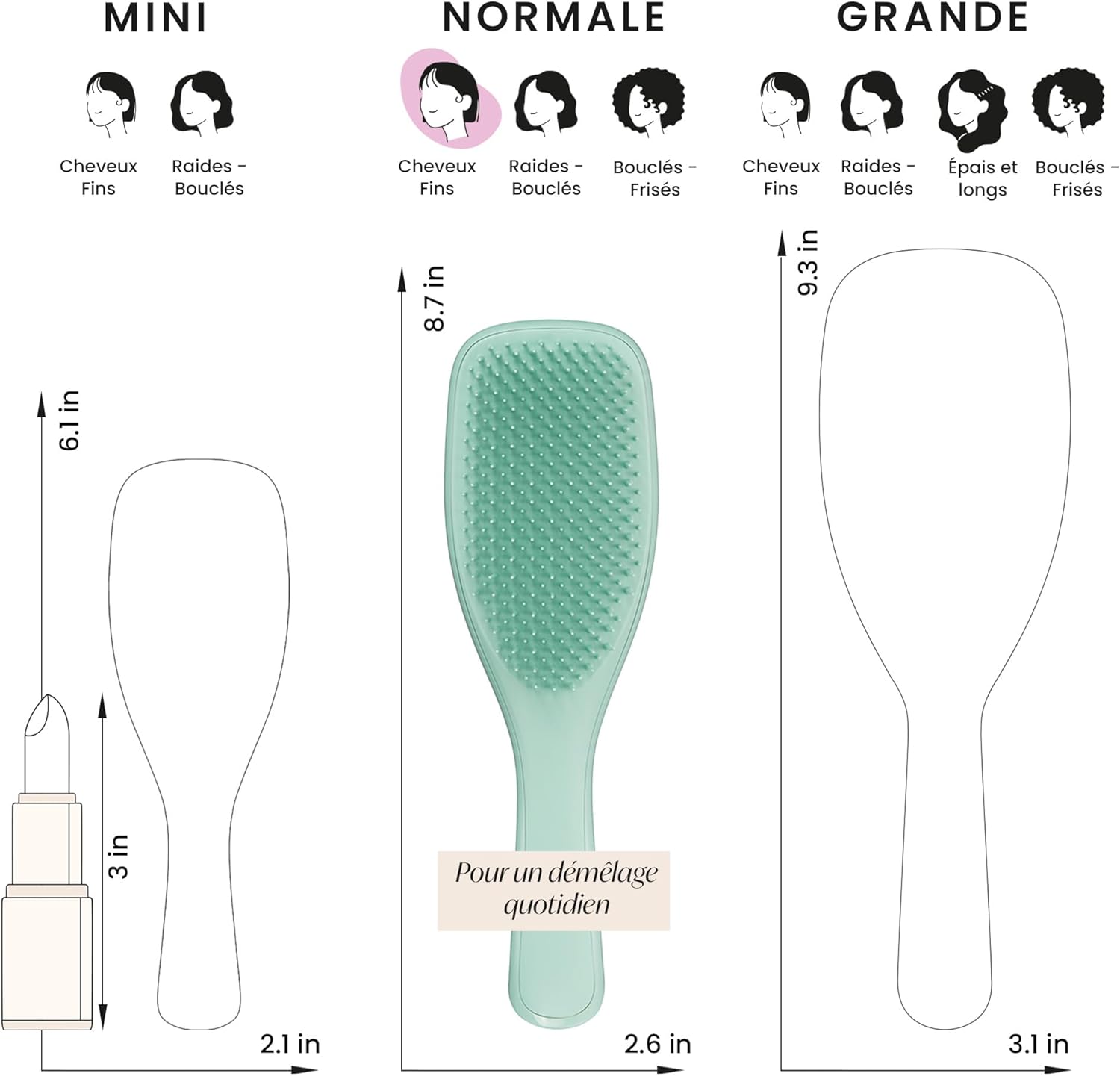 Tangle Teezer - Ultimate Detangler Fins et Fragiles - Brosse cheveux colorés fins, picots souples, réduit casse, bleu sa