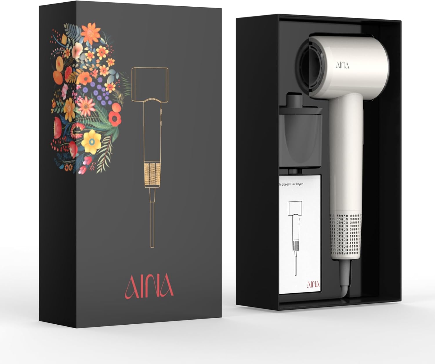 AINA - Sèche-cheveux 1A blanc - léger, ionisant, 150000 tr/min