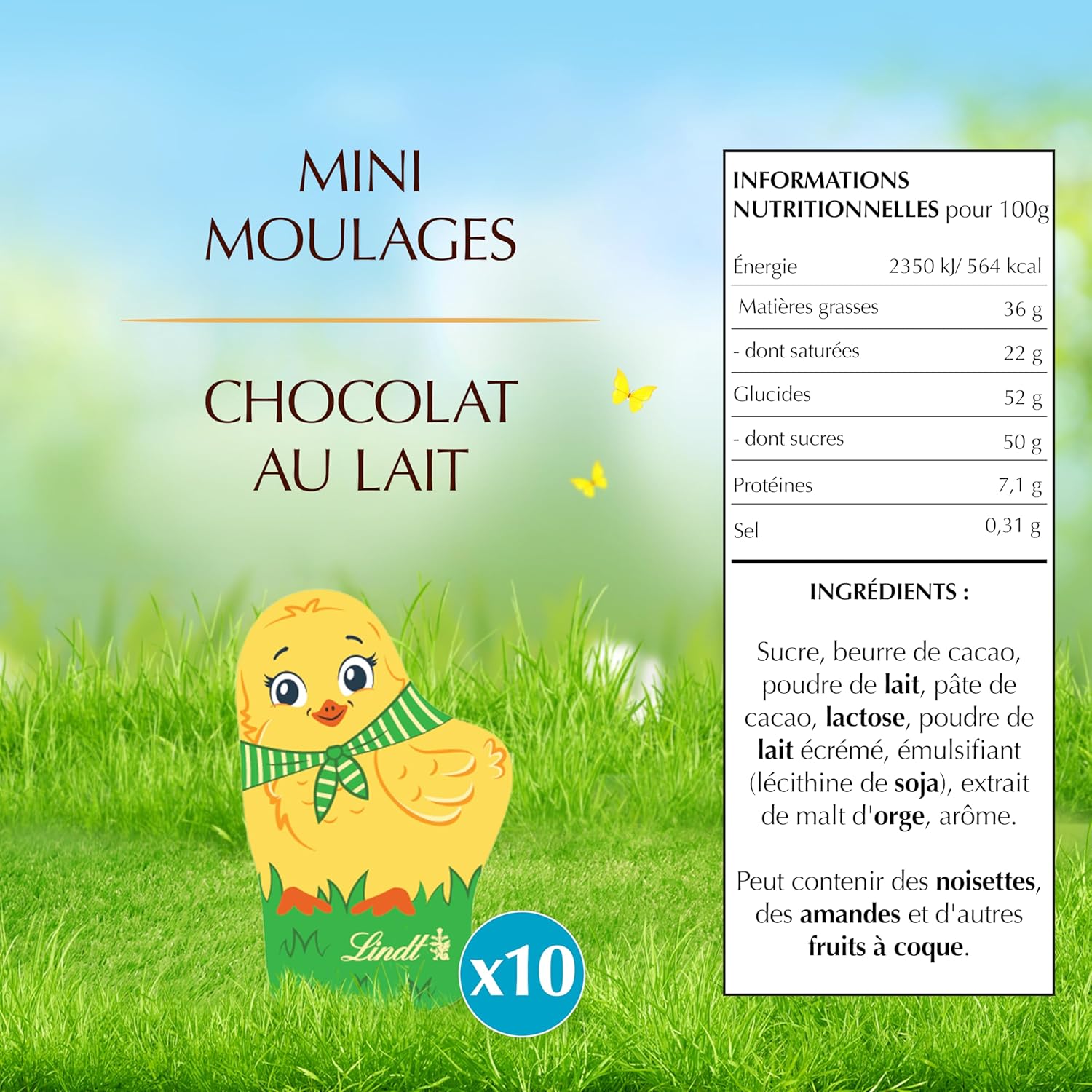 Lindt - Mini-Moulages Poussin - 120g - Chocolat au lait, idéal Pâques