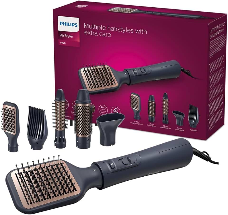 Philips - Série 5000 - Brosse soufflante 5 accessoires - ions, air froid BHA530/00