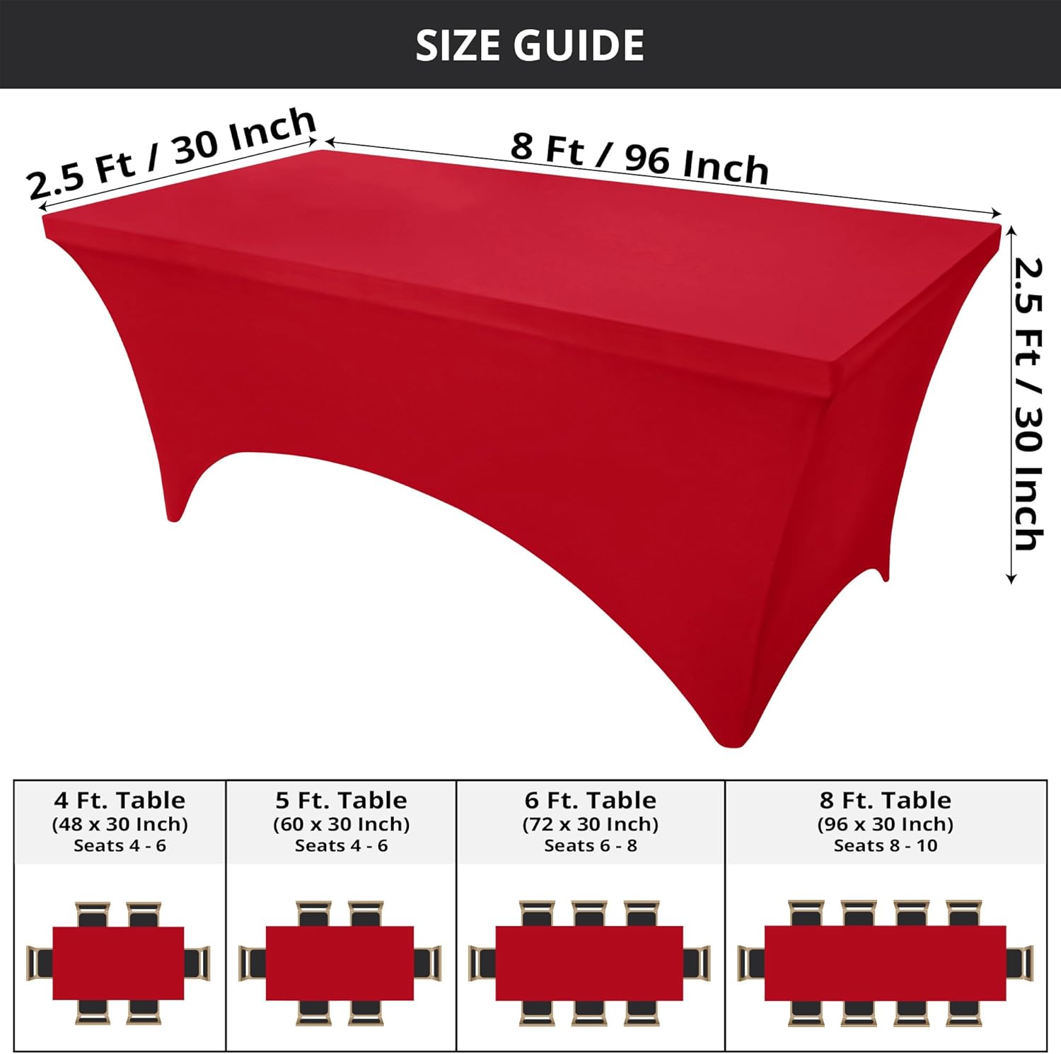 Utopia Kitchen - nappe extensible - 244 cm - polyester spandex, lavable, lot de 2