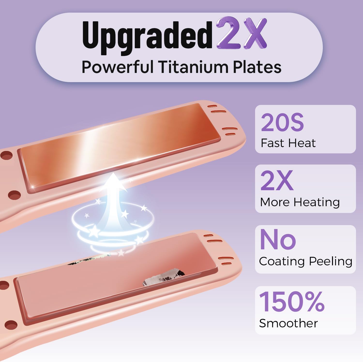 SUNMAY - Voga - mini lisseur sans fil, titane, 3 températures, USB, 5000mAh