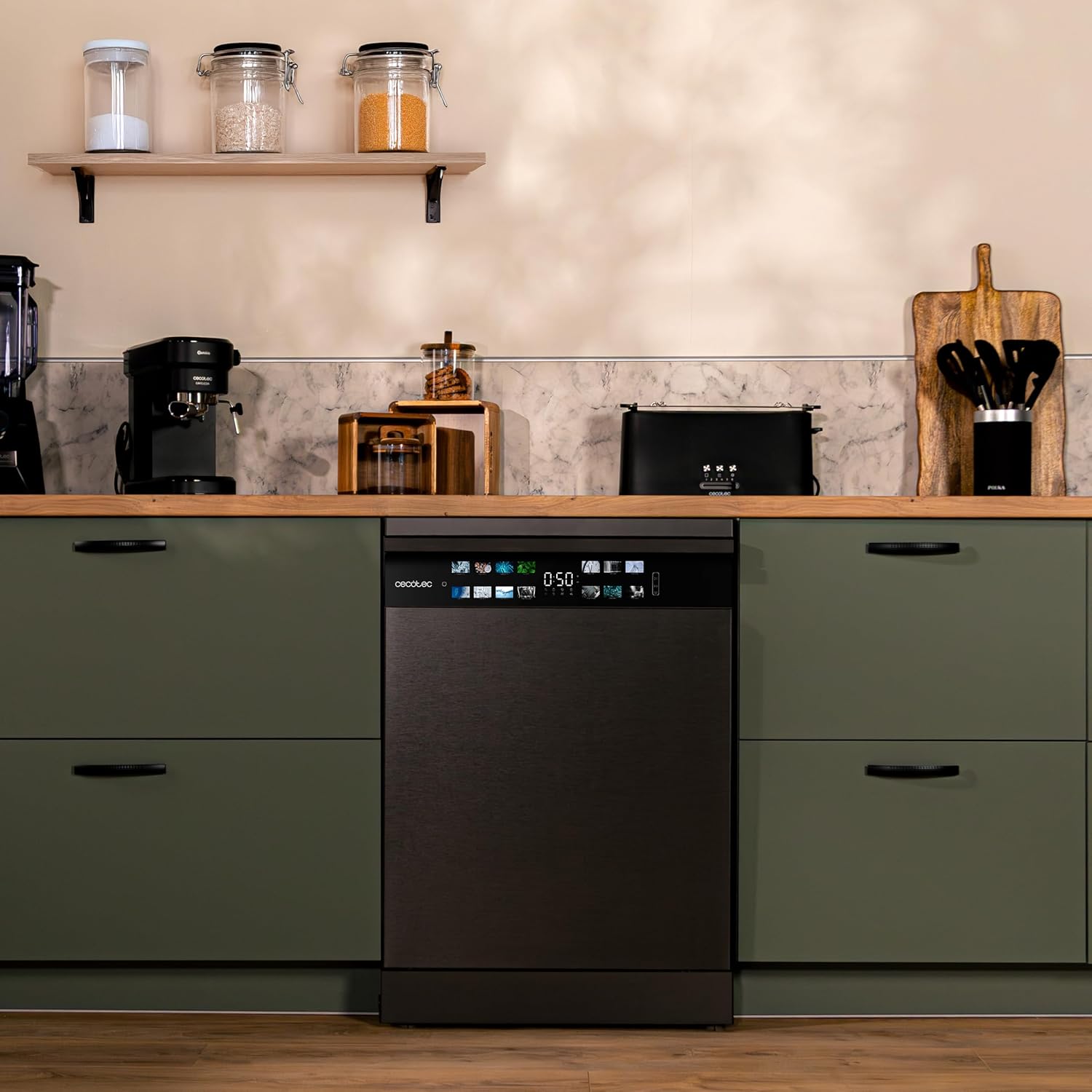 Cecotec - Bolero Aguazero 6700 Dark B - 60cm - 15 couverts, classe B, moteur Inverter Plus, Turbo Dry+