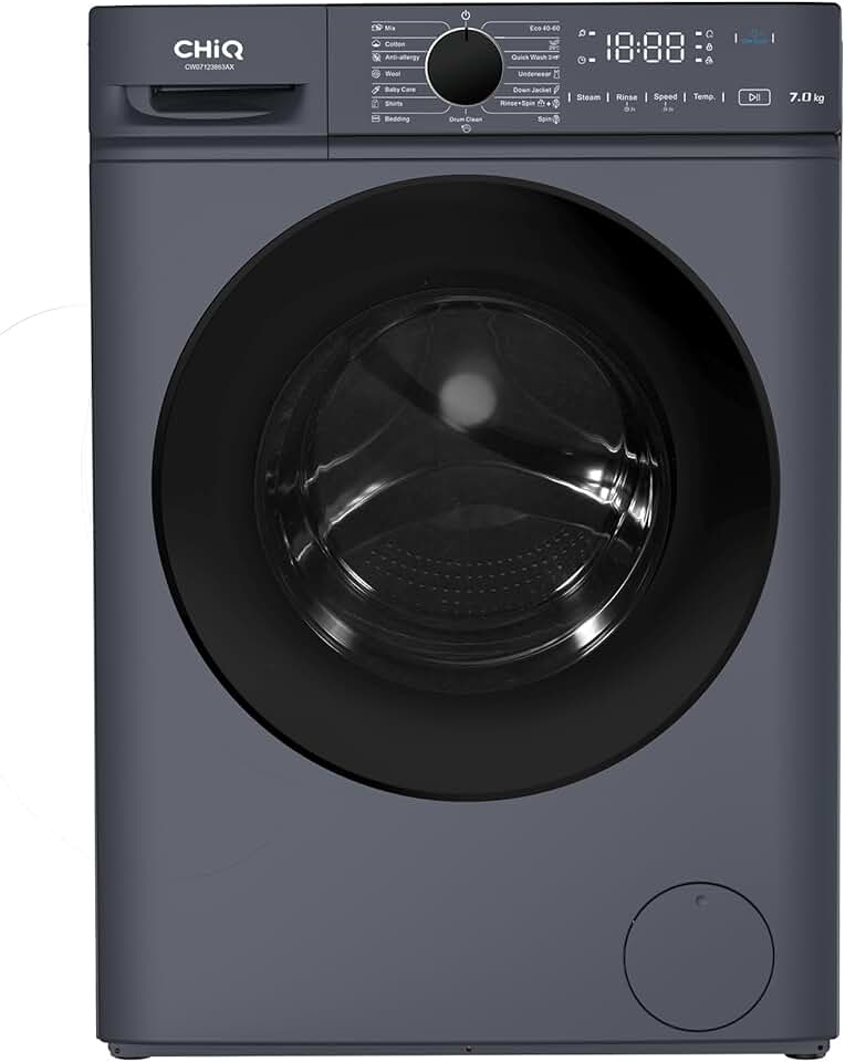 CHiQ - lave-linge compact 7kg, 1200tr/min, vapeur, classe A, CW07123863AX