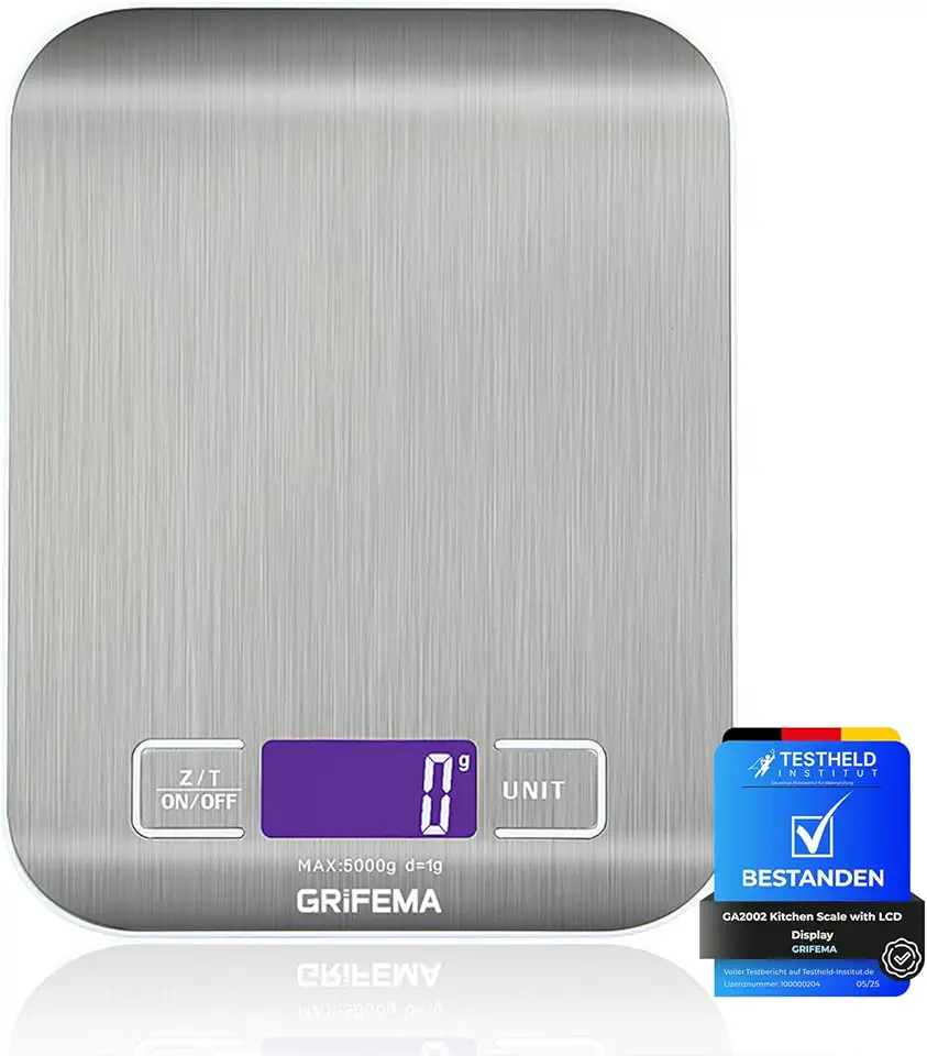 Grifema - GA2002 - balance cuisine, 5000g/1g, inox, 6 unités, écran LCD GA2002