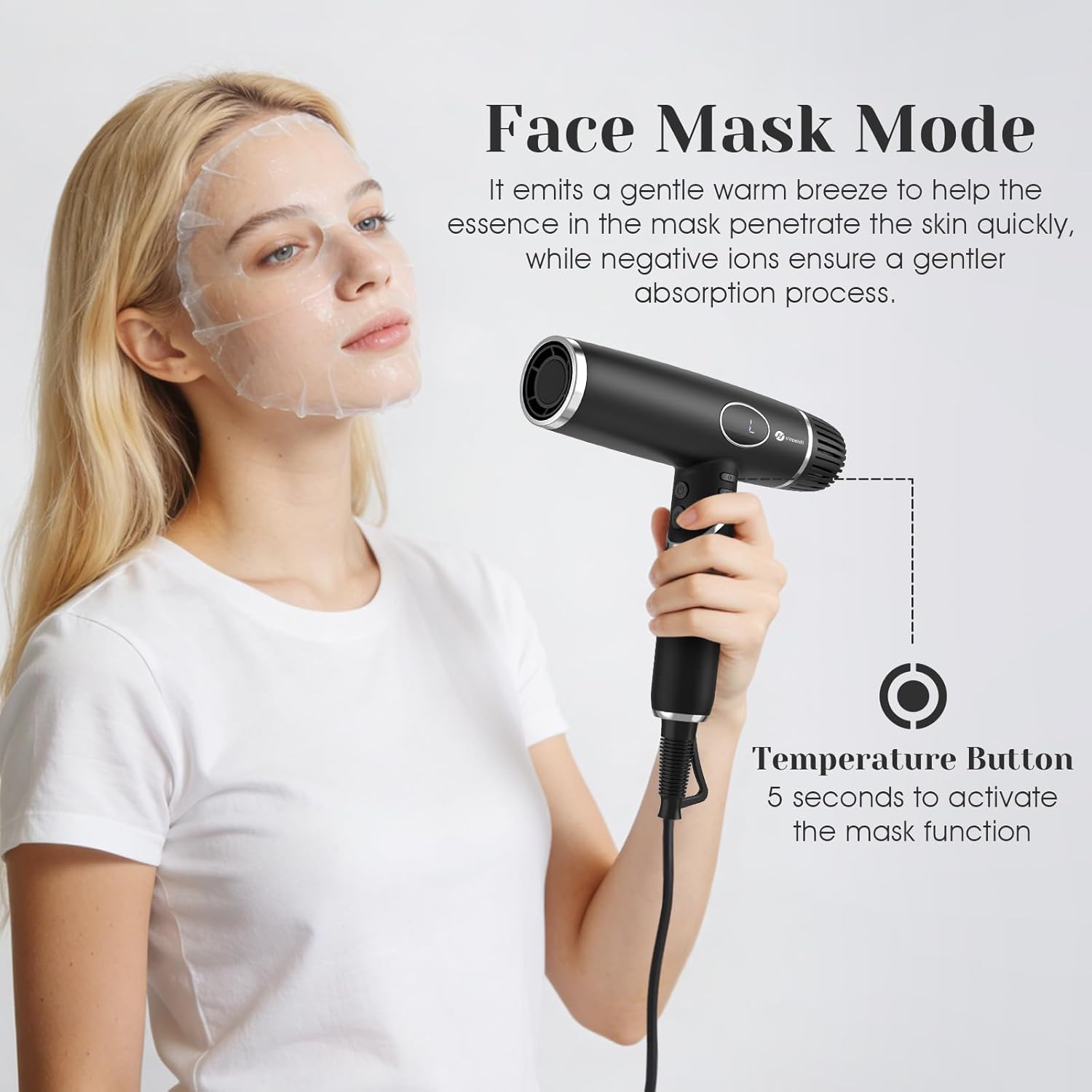 Sèche-cheveux ionique pliable - compact - moteur brushless 110000 RPM, écran LCD, faible bruit