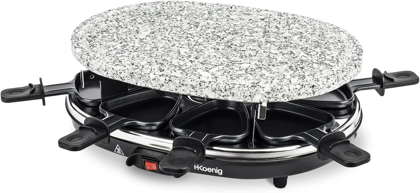 H.Koenig - RP85 - appareil à raclette 8 pers, pierre/gril/fondue, plaque amovible