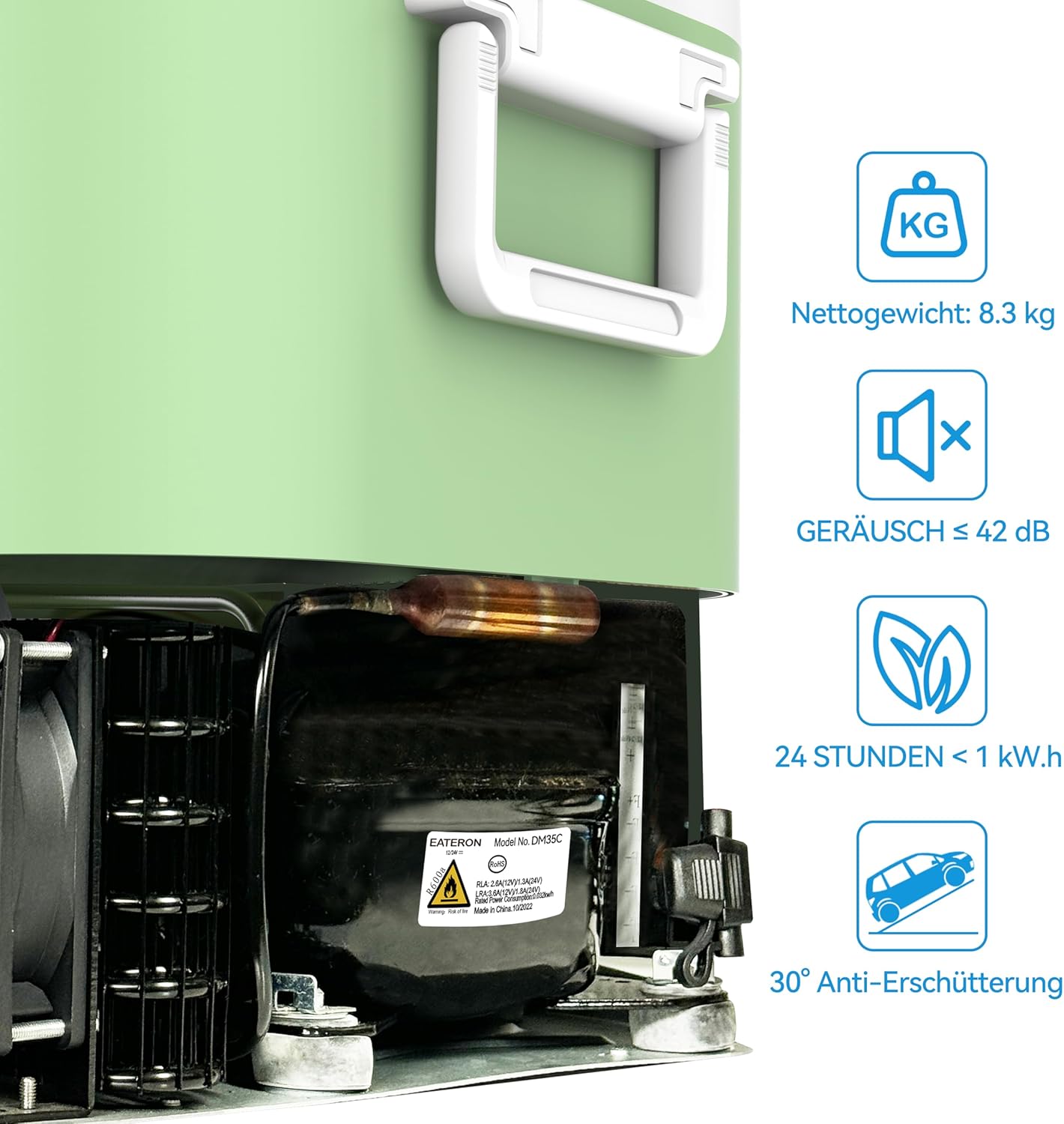 BINGI - compresseur glacière portable 12,8L, 12/24V CC, 230V AC