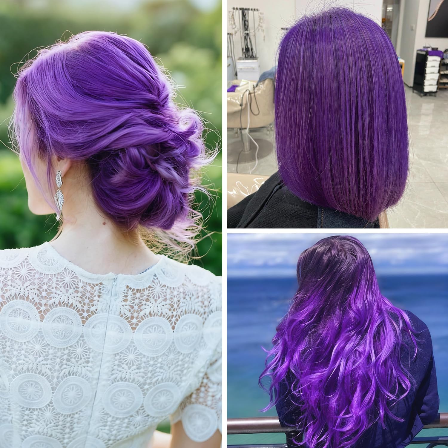 Extensions cheveux - 22 pouces - mèches clip colorées, raides, violet, lot de 10