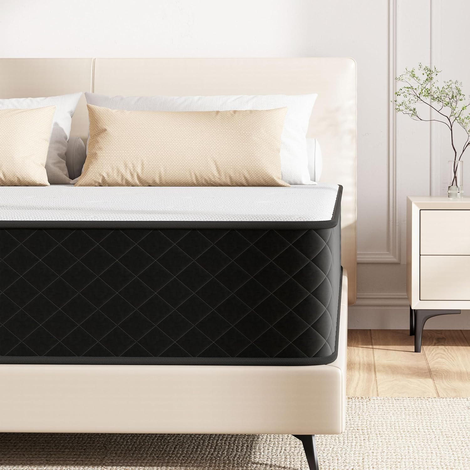 Matelas - ressorts ensachés 7 zones, 140x200 cm, mousse mémoire, H4, 25cm