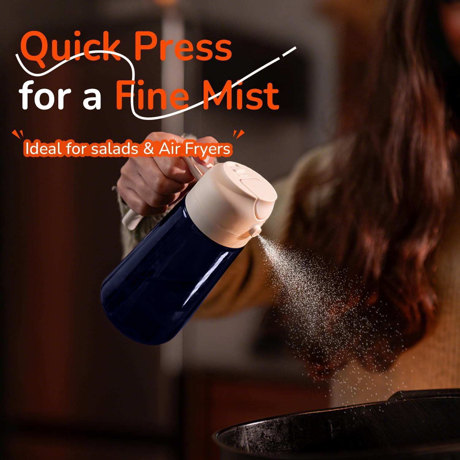 TrendPlain - Spray Huile Cuisine 470ml - 2-en-1 Air Fryer, Blanc