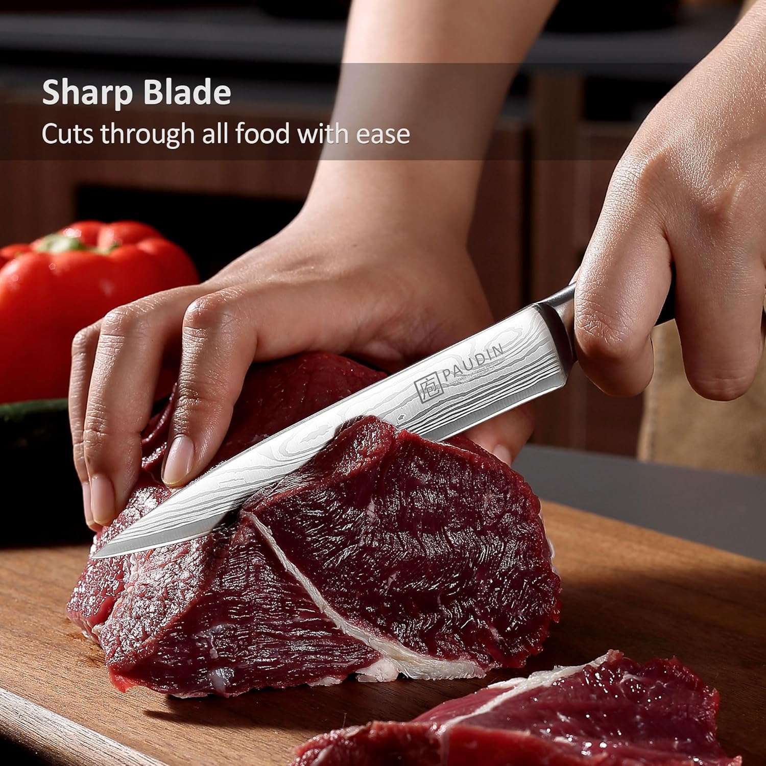 PAUDIN - Couteau Chef Pro - 24cm - Inox, manche bois, cuisine polyvalente