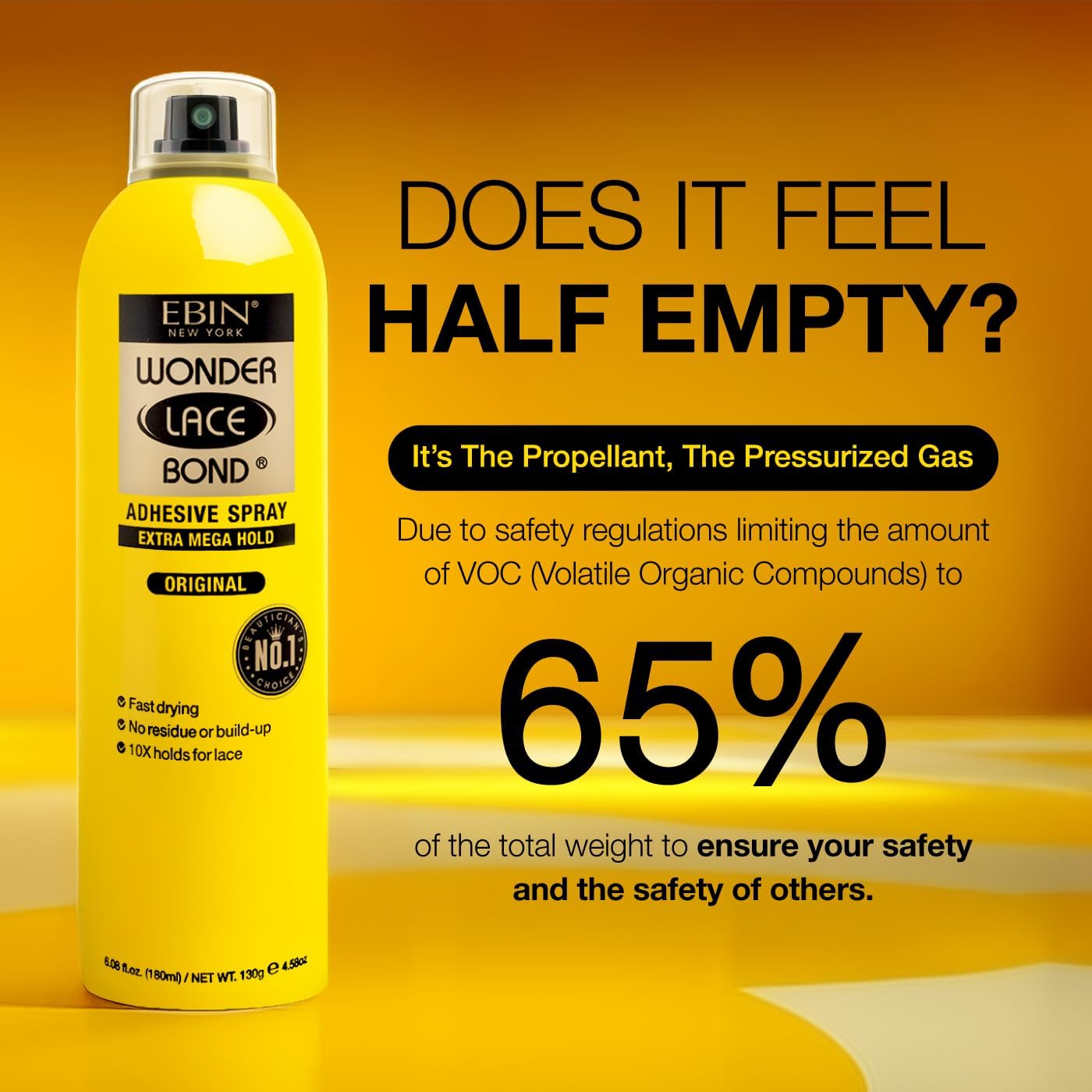 EBIN NEW YORK - Wonder Lace Bond Spray - 80ml - Adhésif extra fort pour perruque