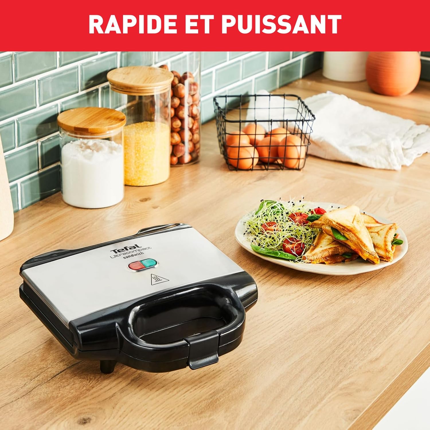Tefal - Ultracompact - appareil croque-monsieur - rapide, rangement facile, sécurité, SM155212