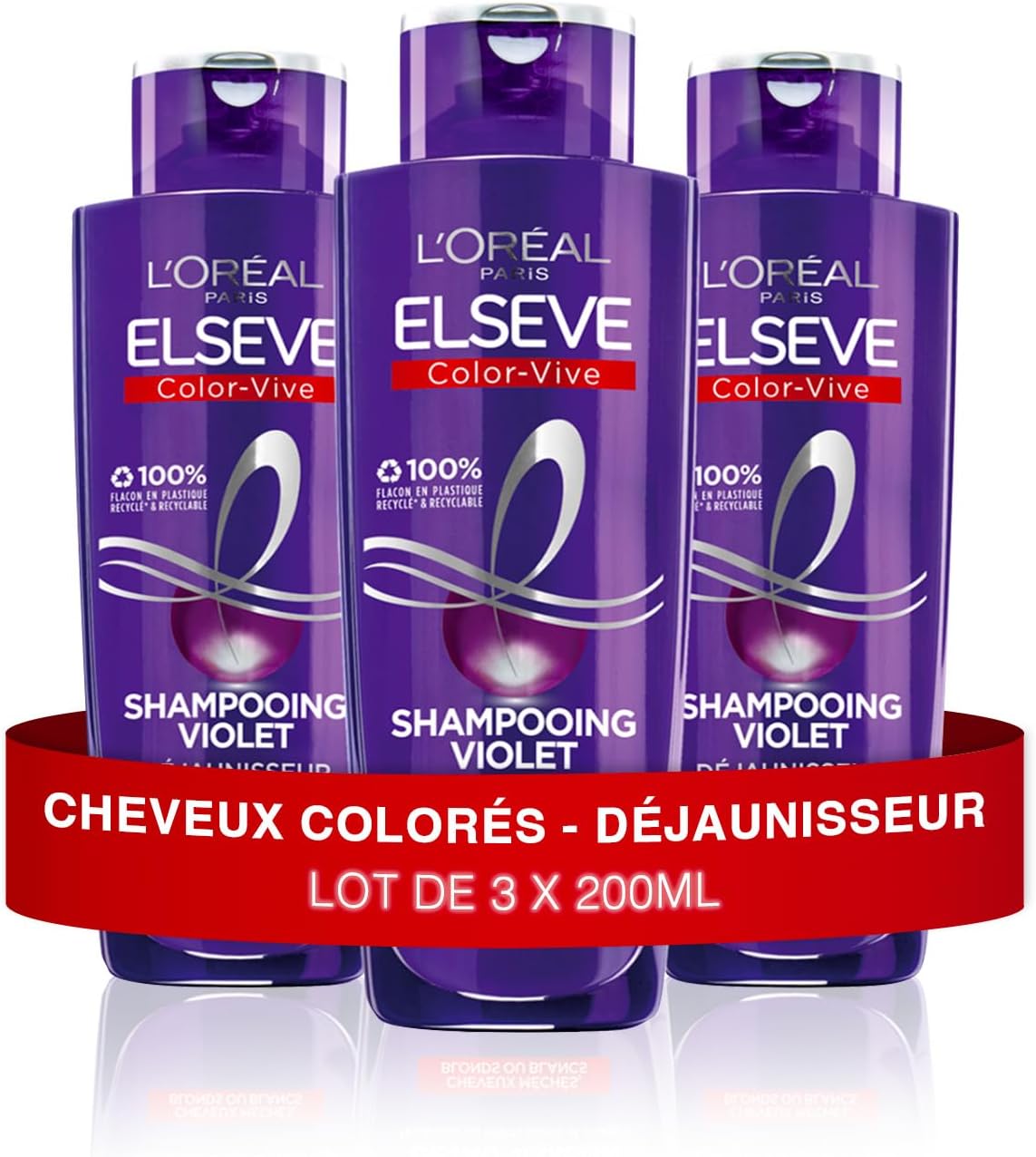 L'Oréal Paris - Elseve Color-Vive - 3x200ml - shampoing violet anti-reflets jaunes