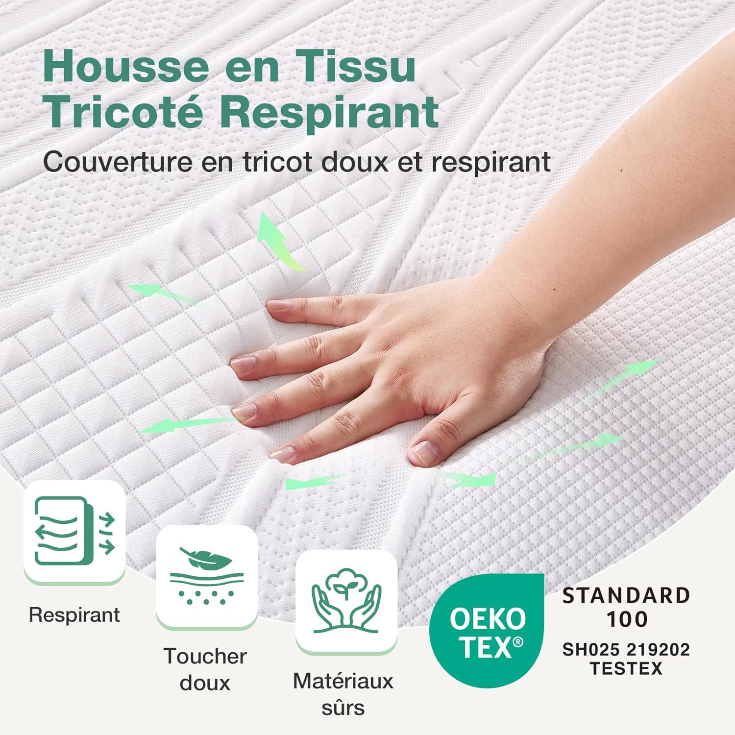 Novilla - Surmatelas série Mousse Gel - 120x190 cm - Mémoire de forme, doux, antidérapant, lavable