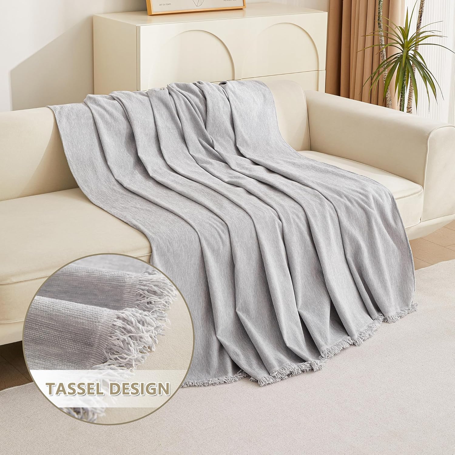 MYSKY HOME - housse canapé - 180x260cm - anti-rayures, gris clair