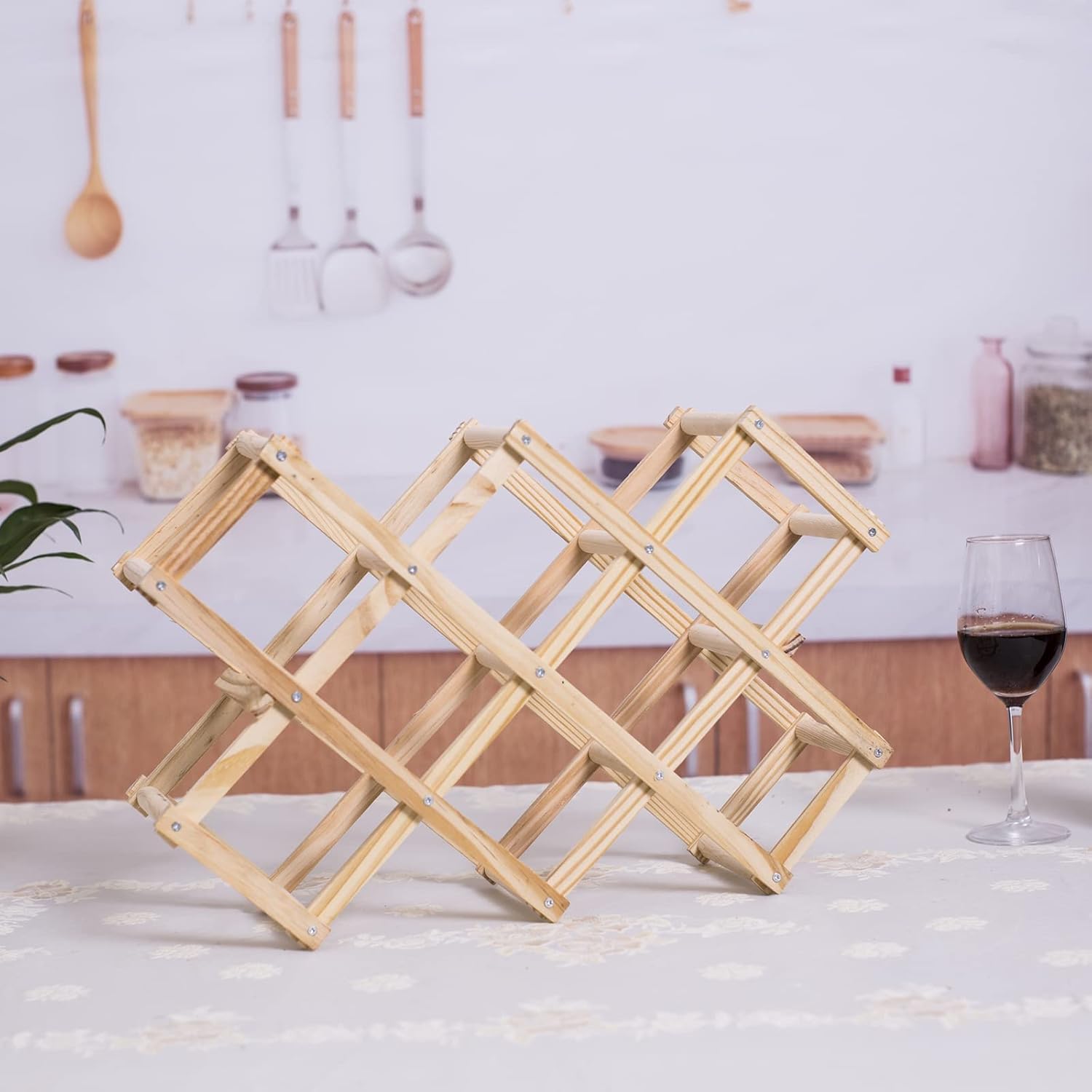 Newaner - casier à vin artisanal 10 bouteilles 45x12.5x31cm 3 niveaux