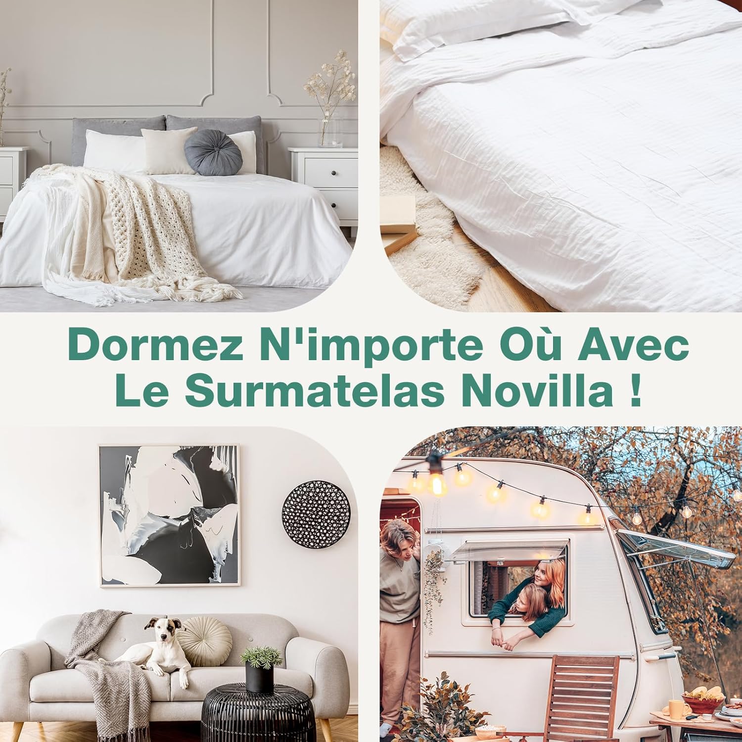 Novilla - Surmatelas série Mousse Gel - 120x190 cm - Mémoire de forme, doux, antidérapant, lavable