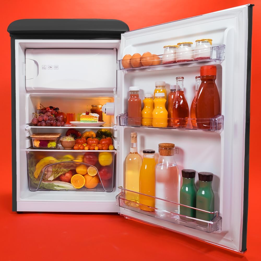 Cecotec - Bolero CoolMarket Origin 110 - 110L - rétro, classe E, Icebox, LED, poignées chromées