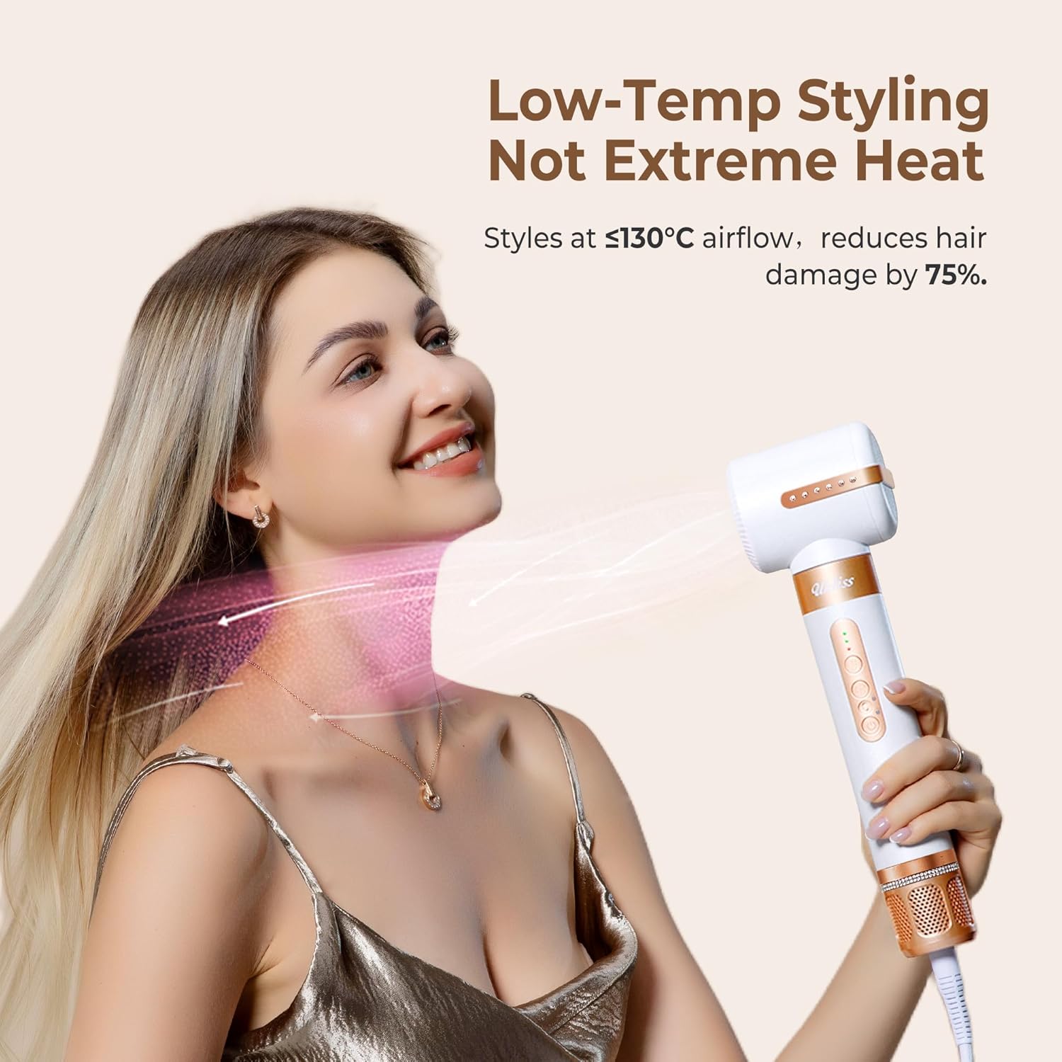 UKLISS - Sèche-cheveux 7 en 1, airbrush lissante, brushing, boucleur, accessoires styling