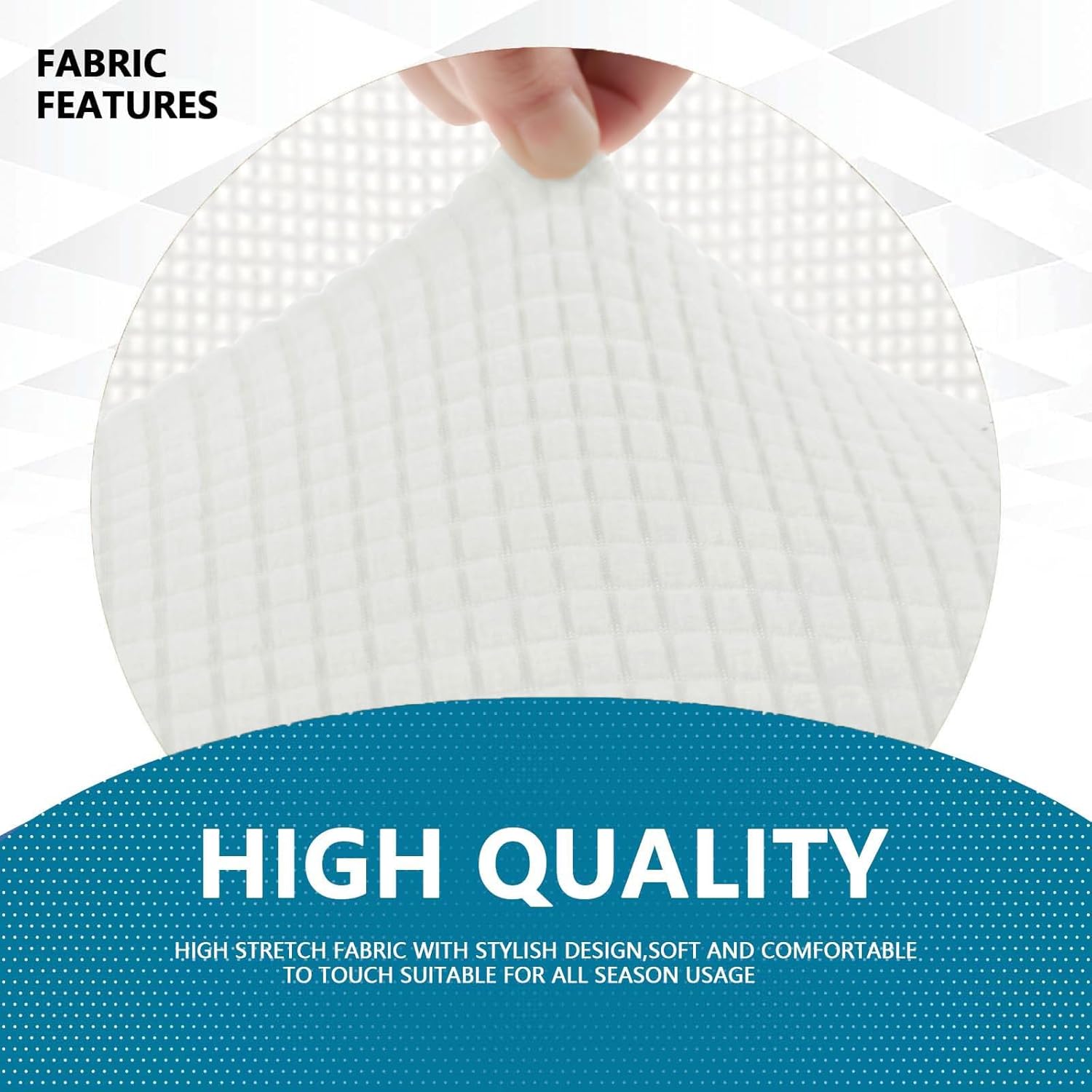 Housse canapé 1 place extensible, accoudoirs, antidérapante, blanc