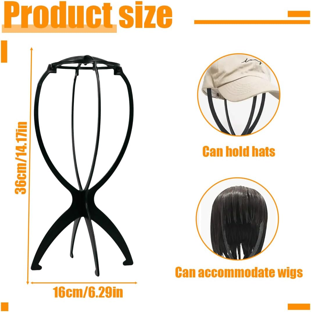 XPEX - Wig Cap 2 pièces - plastique noir - support perruque portable