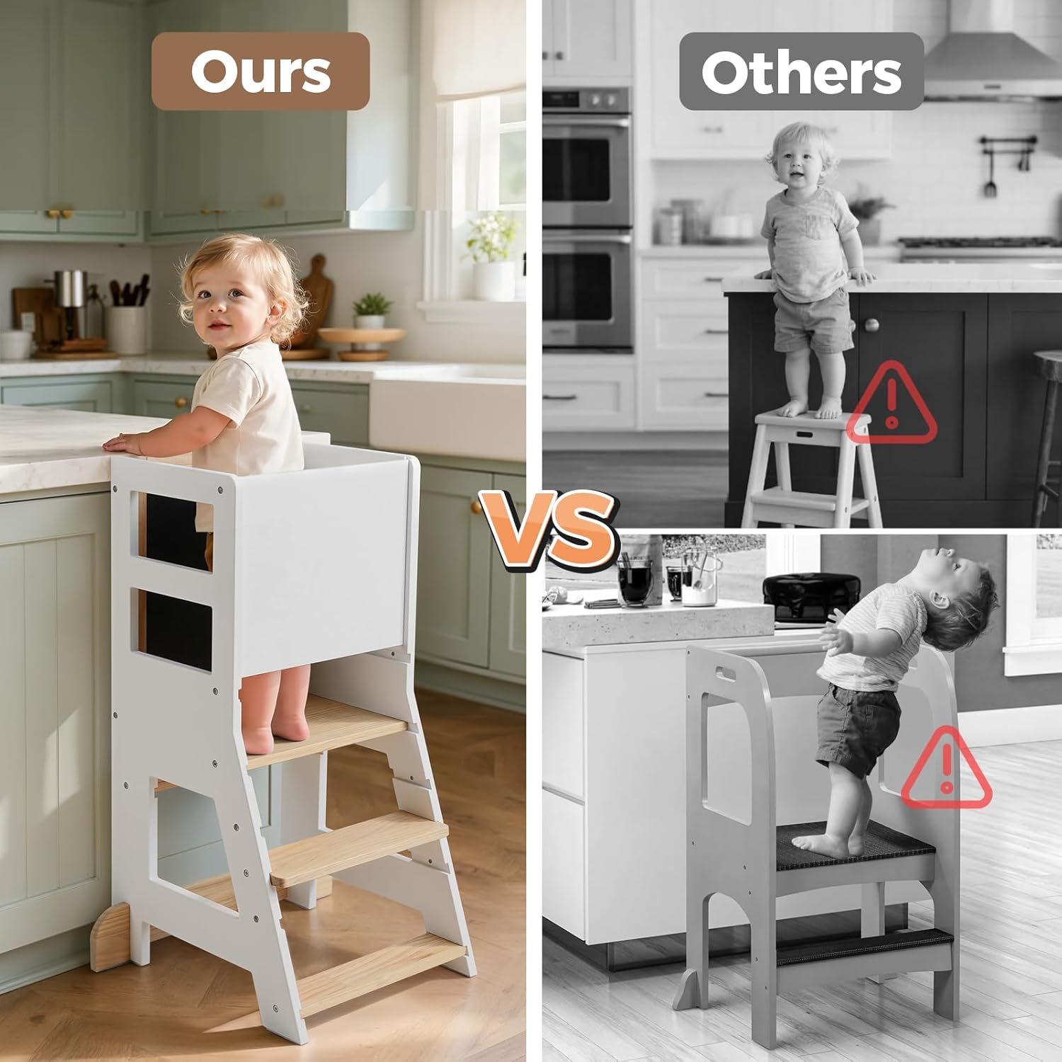 KIDINIX - Tour Montessori ajustable - tableau double-face amovible - dès 1 an