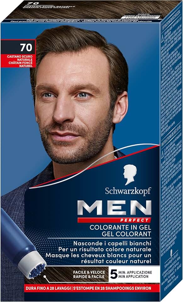 Schwarzkopf - Men Perfect gel colorant homme - application rapide, sans ammoniaque, résultat naturel - châtain foncé 70