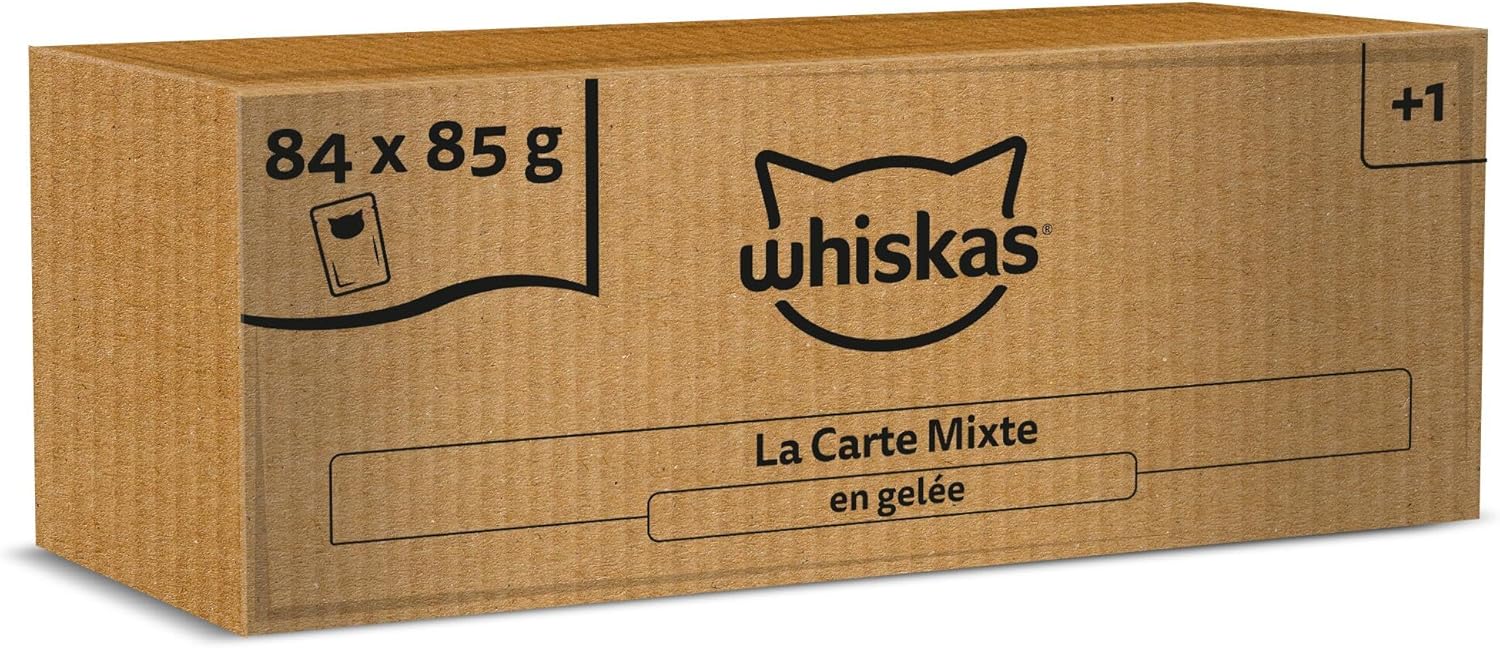 Whiskas - La Carte Mixte - 84x85g - Aliment humide en gelée pour chats adultes
