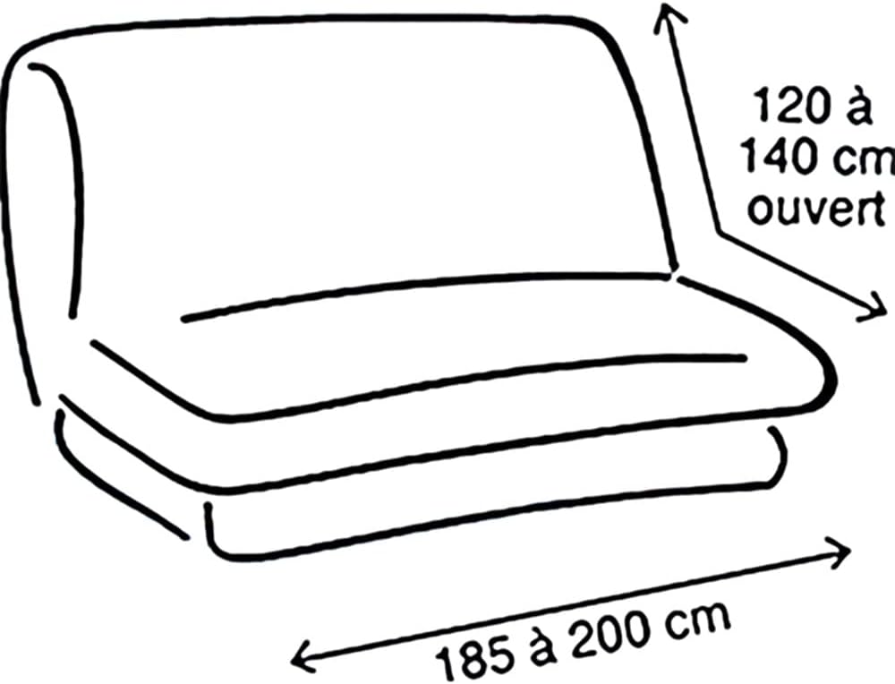 Housse de clic clac - extensible 120-140x180-200cm - coloris noir