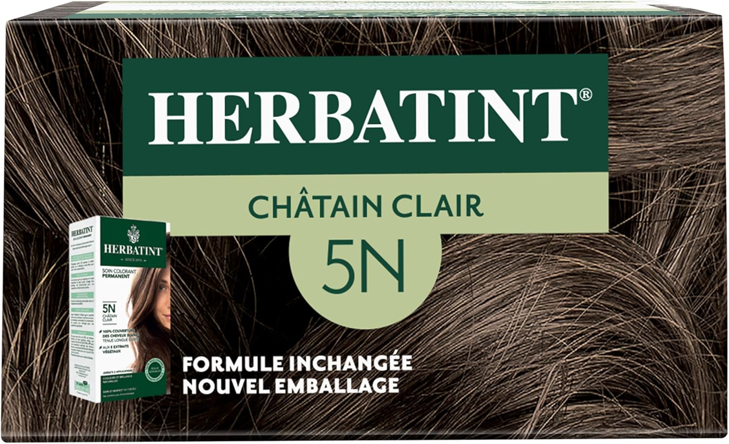 Herbatint - soin colorant 170 ml - sans ammoniaque, couvre 100% des cheveux blancs, testé dermatologiquement 5N