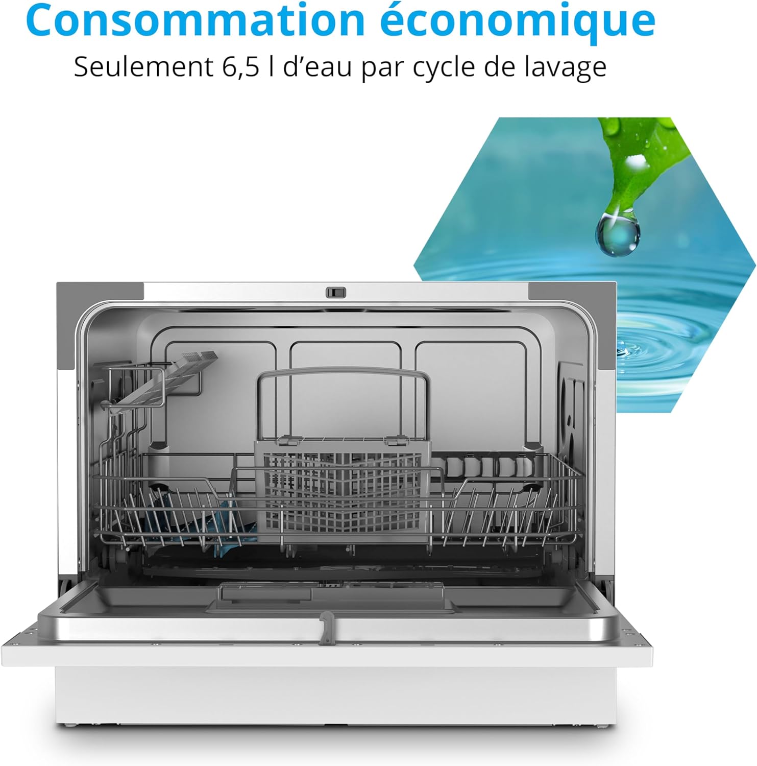 MEDION - Lave-vaisselle de table 6 couverts, 7 programmes, LED, 47 dB, MD37496