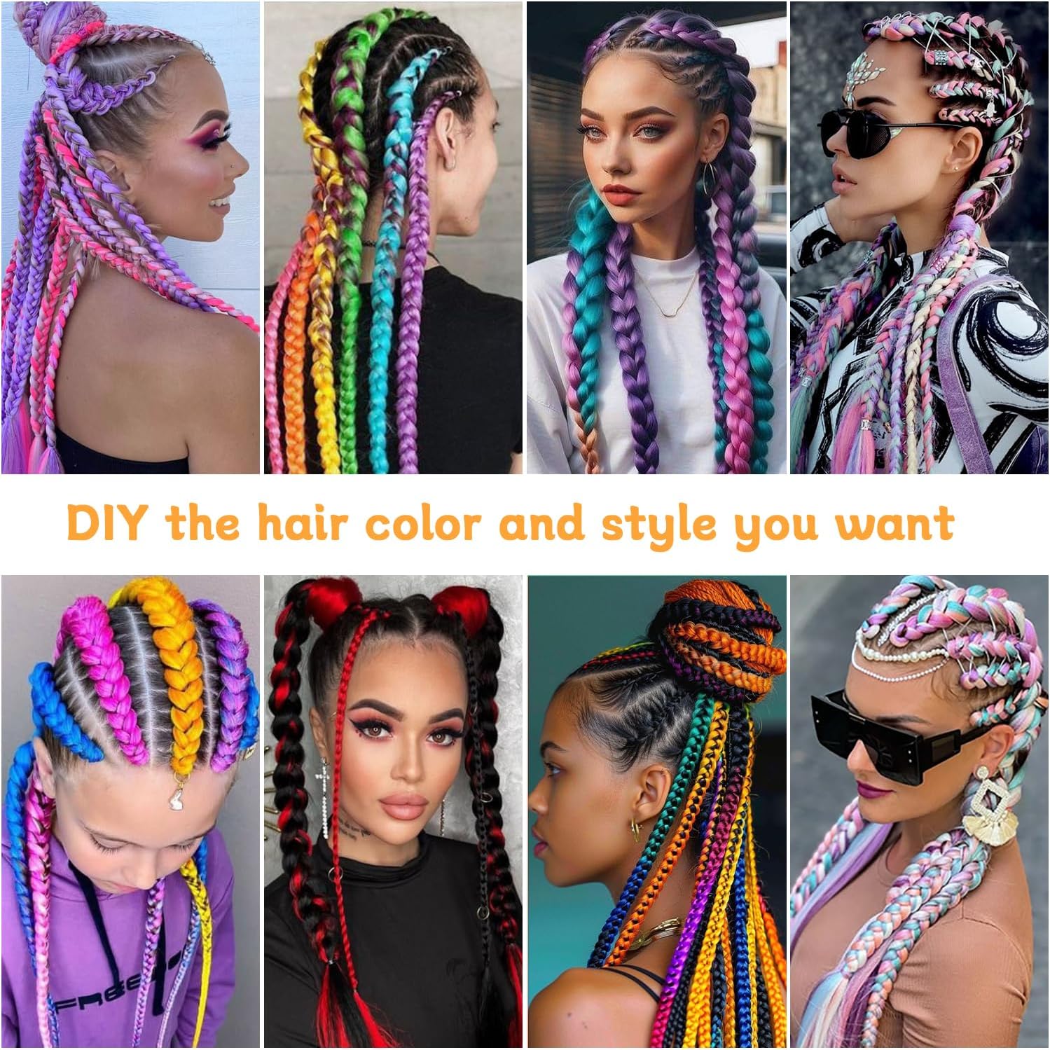 ShowJarlly - Extensions ombrées tressables 61 cm, violet foncé